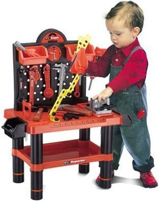 Zestaw Majsterkowicza, Warsztat stolarski - stolik, klucze, piła