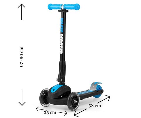 Hulajnoga Trójkolowa Scooter Magic Blue (1591, Milly Mally) LED