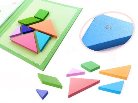 Tangram książeczka magnetyczna układanka montessori klocki gra logiczna 3D