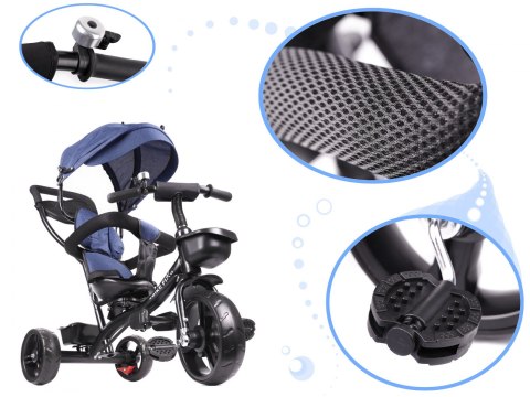 Rowerek trójkołowy Trike Fix Lite rower spacerówka 3w1 obracany 360 wolne koło granatowy