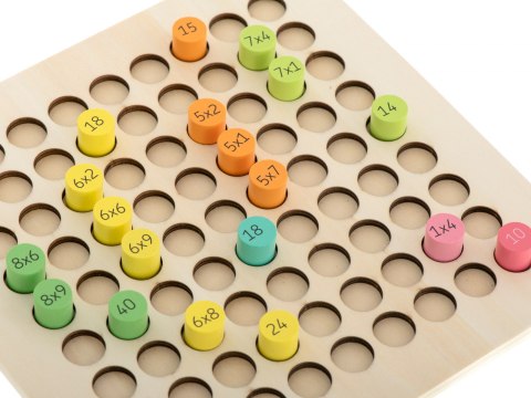 Zestaw edukacyjny nauka liczenia tabliczka mnożenia okrągła drewniana