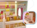 Domek dla lalek drewniany + mebelki różowy 90cm LED