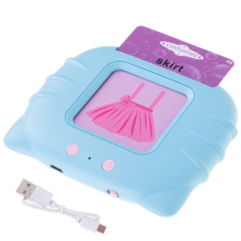 Nauka języka angielskiego czytnik kart do nauki słówek fiszki niebieski