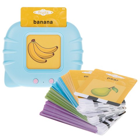 Nauka języka angielskiego czytnik kart do nauki słówek fiszki niebieski