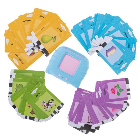 Nauka języka angielskiego czytnik kart do nauki słówek fiszki niebieski