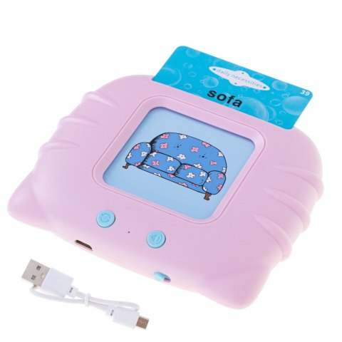 Nauka języka angielskiego czytnik kart do nauki słówek fiszki różowy