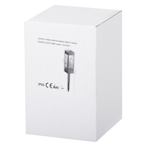 Lampa solarna ogrodowa ażurowa latarenka lamion LED czujnik zmierzchu wbijana 4szt.