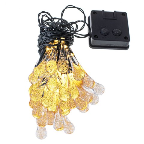 Lampki solarne ogrodowe łezki 6,5m 30LED ciepły biały