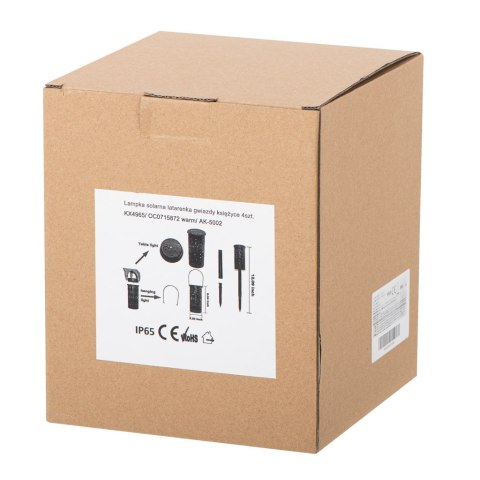 Lampa solarna ogrodowa ażurowa latarenka lampion LED czujnik zmierzchu wbijana 4szt.