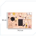 Tablica manipulacyjna drewniana różowy zegar 75x50cm