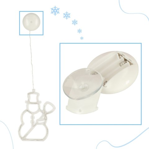 Lampki LED wisząca dekoracja świąteczna okna bałwanek 49cm przyssawka 10 LED