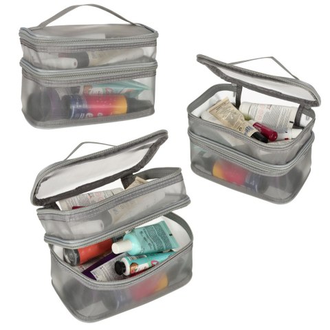 Kosmetyczka damska męska podróżna organizer składany XXL szary