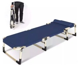 Łóżko polowe LUARO składane turystyczne kanadyjka leżanka z regulacją 193 cm granat