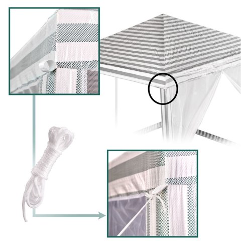 Pawilon ogrodowy namiot imprezowy handlowy altana z moskitierą biała 3 x 3m