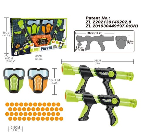 Pistolet na kulki piankowe zestaw + maska ochronna 2 szt.