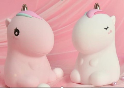 Lampka nocna dla dzieci silikonowa dotykowa miękka LED biała RGB jednorożec