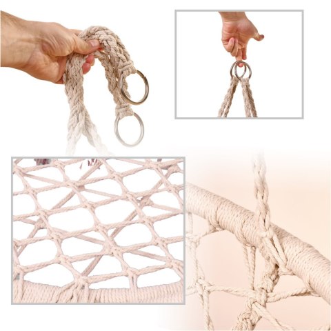 Huśtawka ogrodowa LUARO bocianie gniazdo z poduszką XXL ecru 80cm 150kg