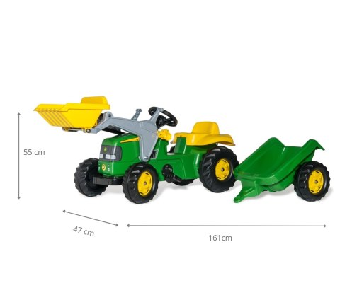 Rolly Toys 023110 Traktor Rolly Kid John Deere z łyżką i przyczepą Rolly Toys 023110 Traktor Rolly Kid John Deere z łyżką i przyczepą