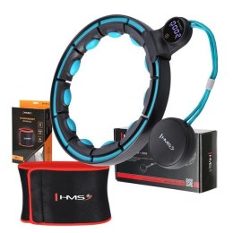 ZESTAW HULA HOP MAGNETYCZNY BLACK/TURQUOISE HHM17 Z LICZNIKIEM HMS + PAS WYSZCZUPLAJĄCY BR163 RED