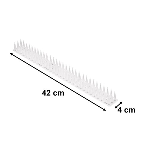 Kolce na gołębie listwa na ptaki odstraszasz plastikowe gęste białe 8el. 43 cm