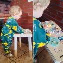 Tablica manipulacyjna LULILO LUDO stolik drewniany sensoryczny 2w1 miętowy