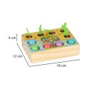 Gra drewniana montessori łowienie rybek marchewki robaczki