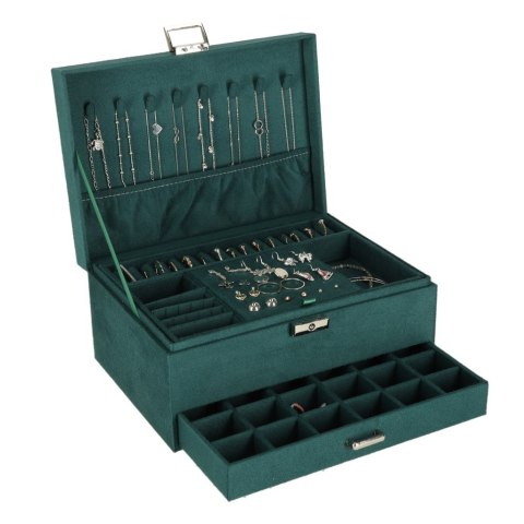 Szkatułka kuferek na biżuterię organizer zielony