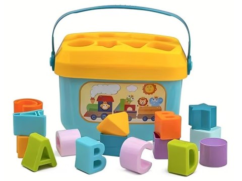 Edukacyjny Sorter Z Klockami Układanka Wiaderko Literki Klocki