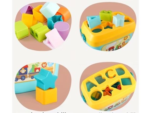 Edukacyjny Sorter Z Klockami Układanka Wiaderko Literki Klocki