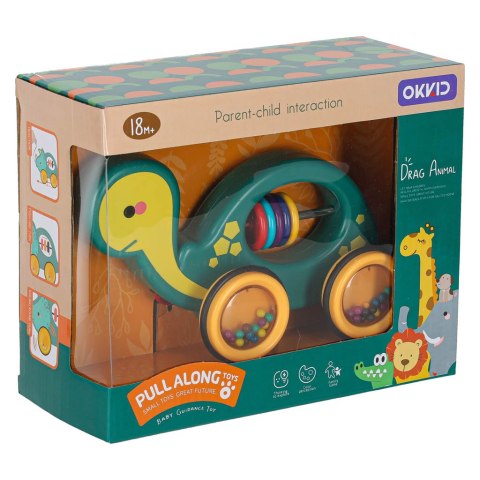 Żółwik do ciągania na sznurku zabawka sensoryczna mobilna grzechotka