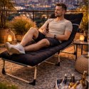 Łóżko polowe LUARO turystyczne składane leżak biznesowy 193 cm czarny