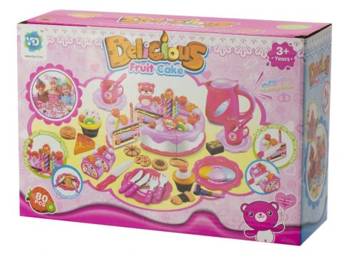 Tort urodzinowy do krojenia na rzepy kuchnia 80 elementów niebieski