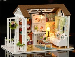 Domek dla lalek drewniany salon model do złożenia LED 8008-A 20,6cm