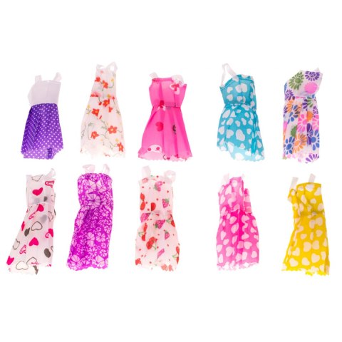 Ubranka dla lalek sukienki buciki biżuteria duży zestaw XL 34 elementy